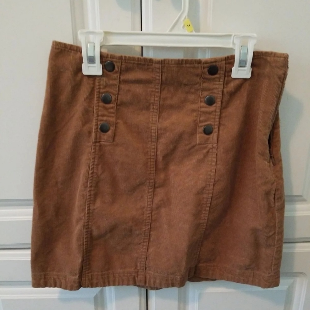 Brown Holloster corduroy mini skirt